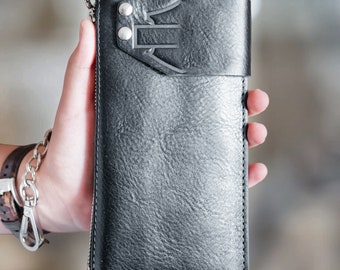 Custom Engraved Leather Long Wallet with Chain | Stylish and Practical | Ideal Gift for Him | Motorcycle Lovers' Must-Have
