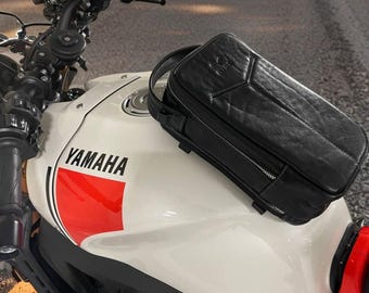 Motorcycle Leather Tank Bag — Magnetic Bike Bag — Rider Crossbody Pouch — Custom Biker Gift for Riders