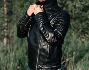 Custom Leather Jacket for Men Stylish 80s-90s Rocker Black - Etsy