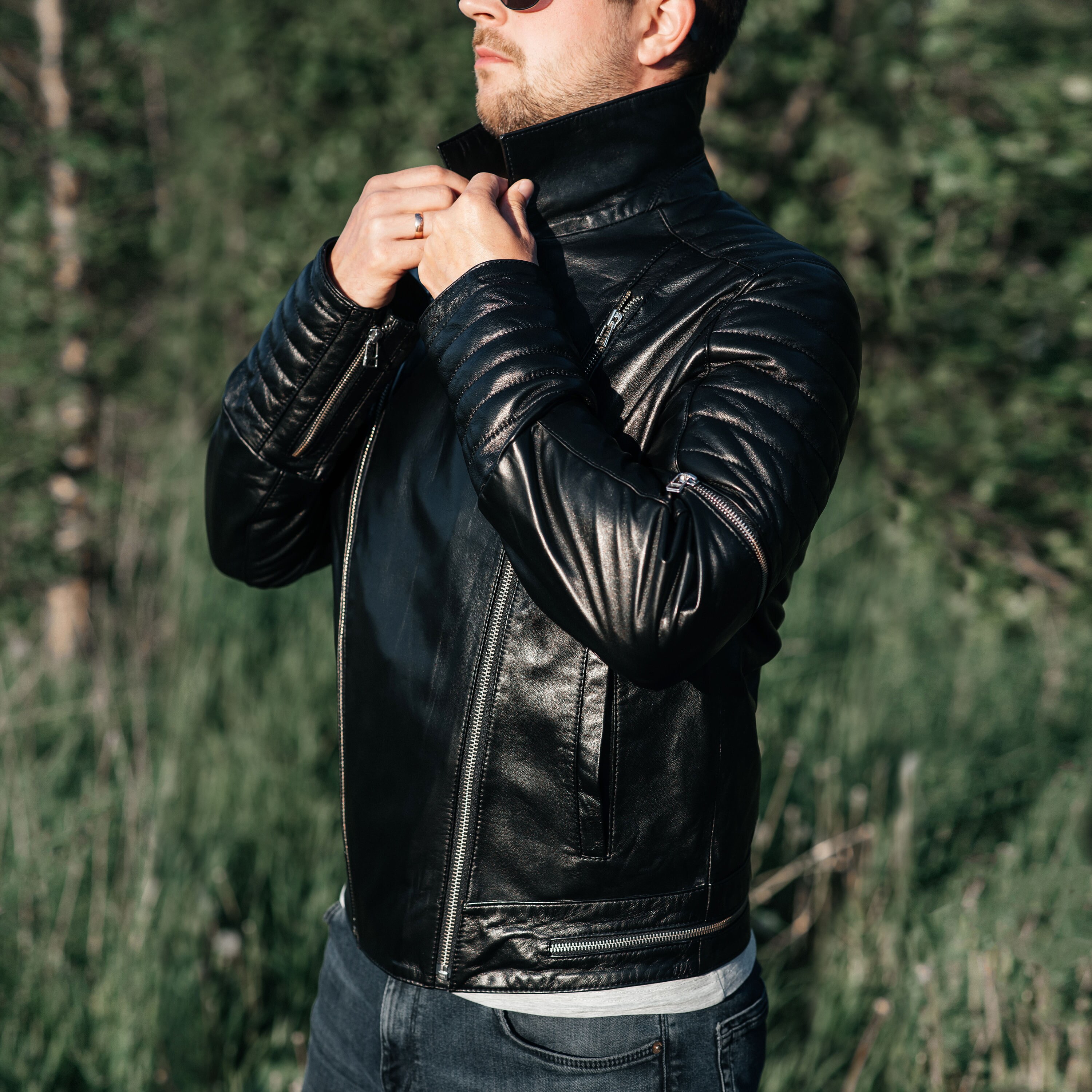 Mens Black Leather Biker Jacket | Perfect Gift for Husband, Boyfriend XL