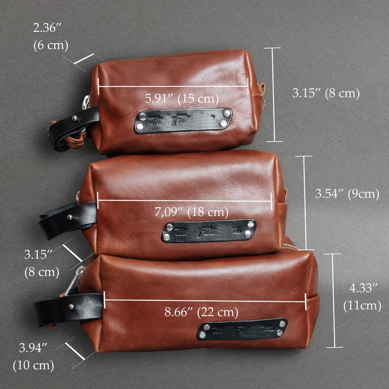 Personalized Men's Leather Toiletry Bag Monogram Dopp Kit for Groomsmen Genuine Leather Travel Shaving Kit Birthday Gift for Dad image 9