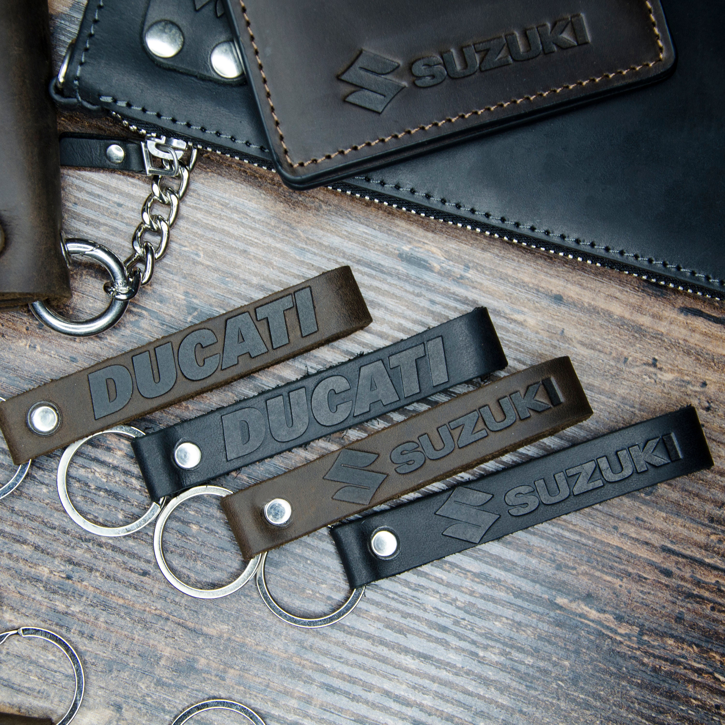 Leather motorcycle keychain Keychain leather motorcycle Etsy