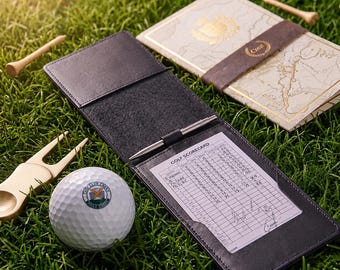 Leather Golf Scorecard Holder, Personalized Golf Scorecard Holder, Handmade Golf Score Book, Golf Scorecard Wallet, Golf Gift