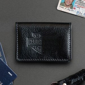 Handmade Genuine Leather ID Wallet Minimalist ID Card Holder for Bikers, Riders, and Drivers Unisex Gift image 2