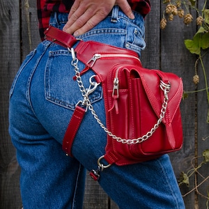 Leder Gürteltasche | Biker-Leder-Gürteltasche | Schulter Crossbody | Hüfte Bein Taille Tasche | Personalisiertes Geschenk für Freundin