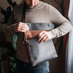 Personalization leather laptop bag, handmade leather Briefcase, crossbody purse, leather satchel bag, shoulder bag for men, anniversary gift image 5