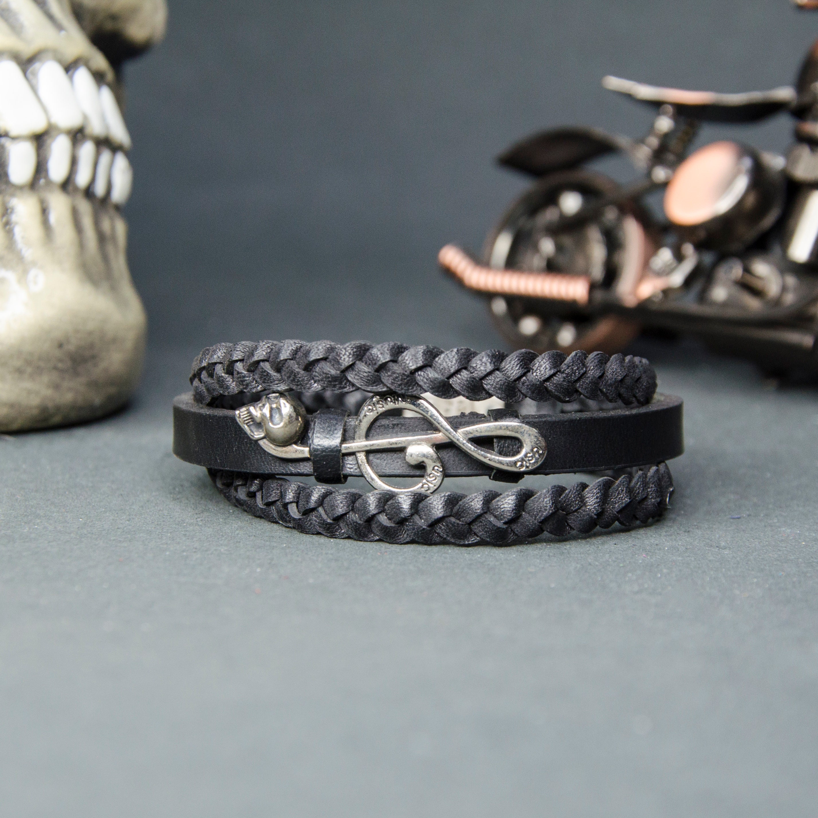 Personalized leather bracelet leather motorcycle bracelet Etsy