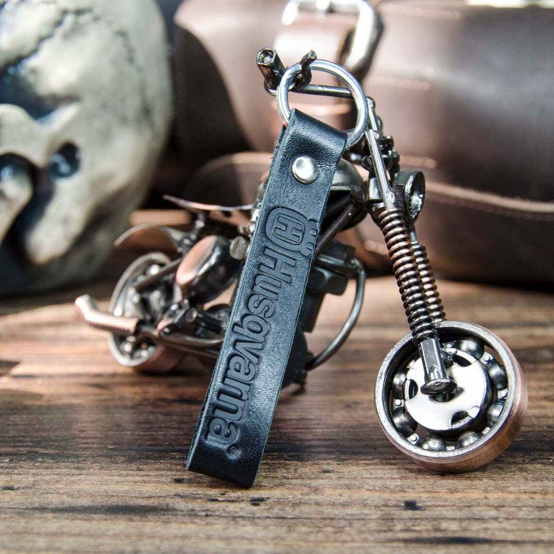 Leather motorcycle keychain Keychain leather motorcycle | Etsy