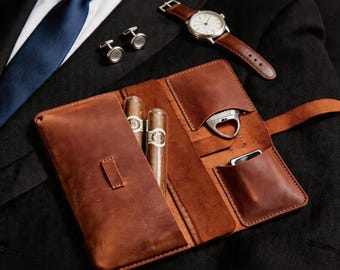 Personalized Leather Cigar Case for Groomsmen, Bulk Groomsmen Gifts, Custom Cigar Holder Wedding Gift for Men, Unique Gift for Groom Party
