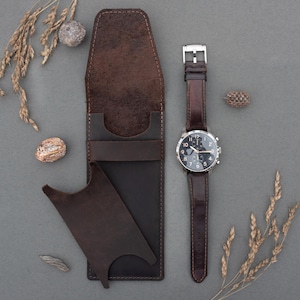 Custodia per orologio in pelle, custodia per orologio personalizzata, porta orologio personalizzato, organizer da viaggio per orologio, custodia per orologio in pelle fatta a mano, regalo per la festa del papà