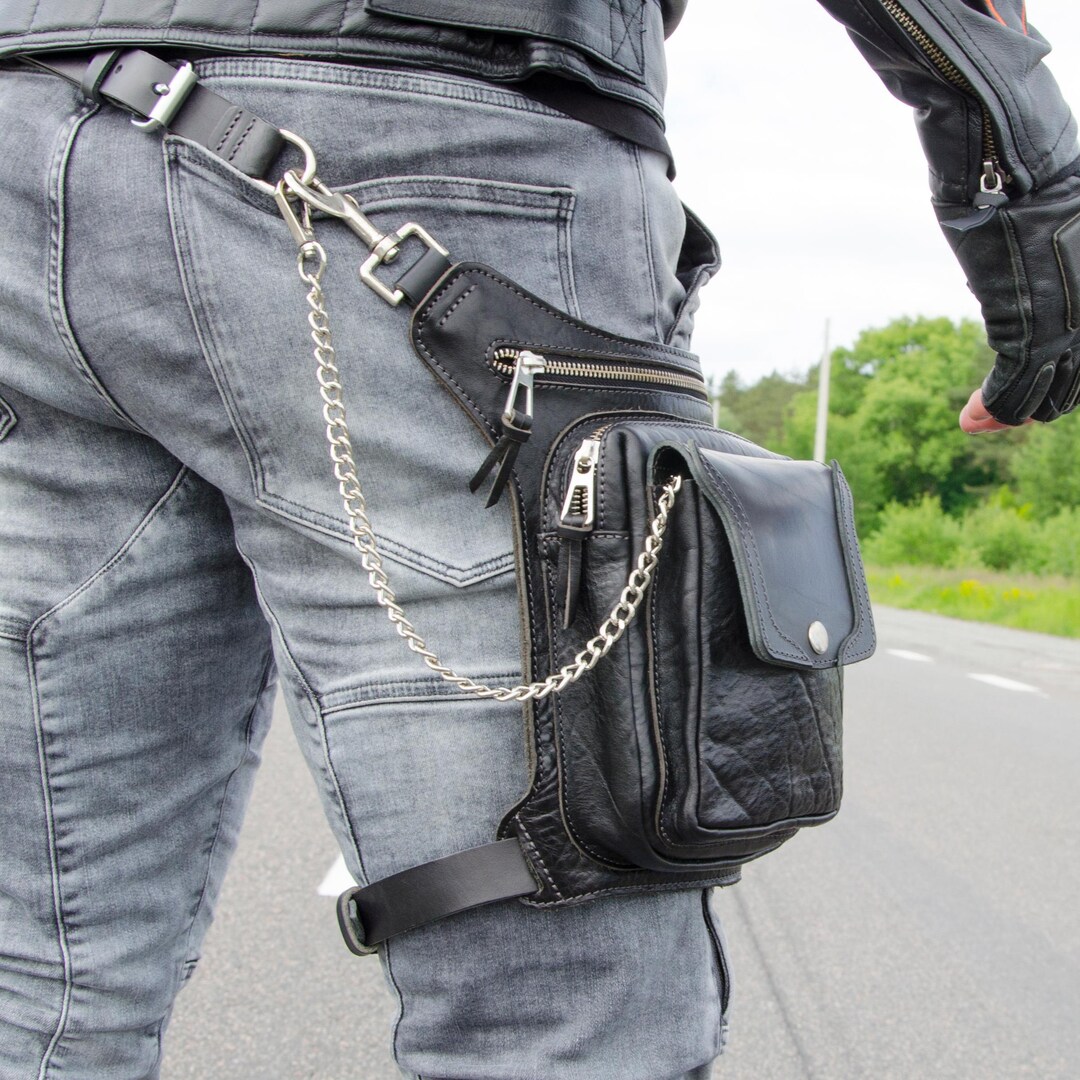 Leather Hip Shoulder Crossbody Bag - Waist Leg Thigh Holster