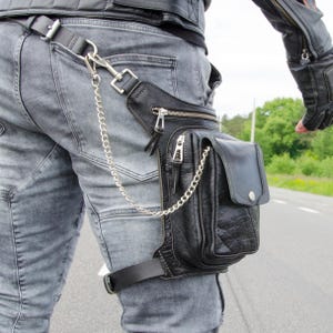 Leather Hip Shoulder Crossbody Bag - Waist Leg Thigh Holster - Utility Belt Pouch - Personalized Gift for Boyfriend - Motorcycle Gift