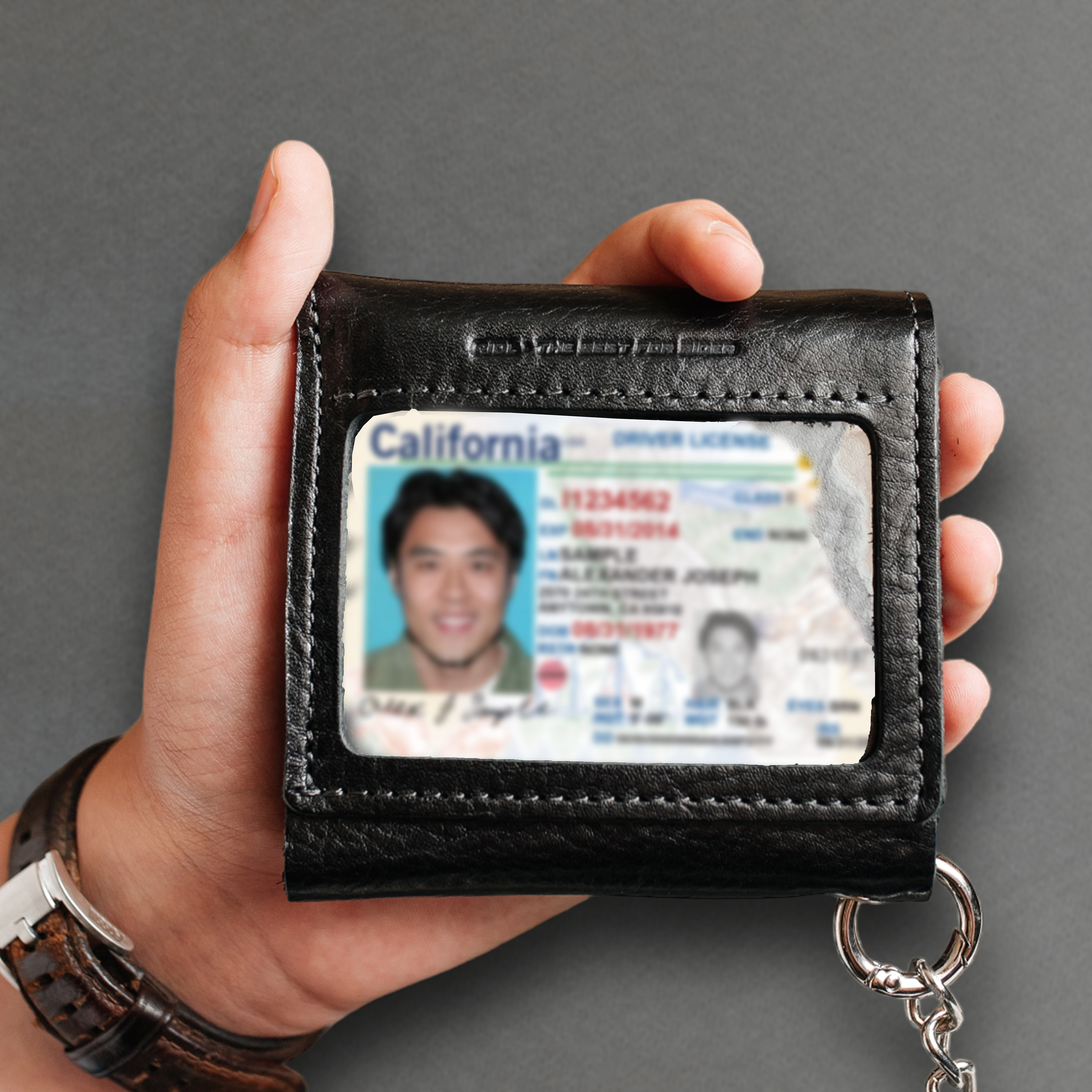 小物 Engraved Narrow Wallet Chain 小物 Engraved Narrow Wallet Chain Chain Wallet for Men,leather