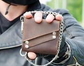 小物 wood bullet design wallet chain Genuine Leather Men's 7 in Eagle Oil Tanned Biker Chain Wallet