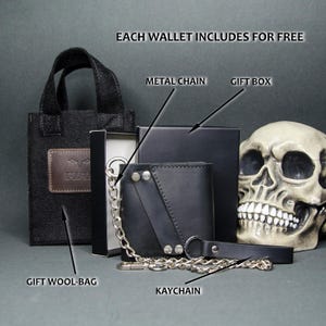 Personalized Biker Chain Wallet, Distressed Leather Motorcycle Wallet with Vintage Look and Minimalist Design, 3.9" x 3.9". Ideal for Riders image 9