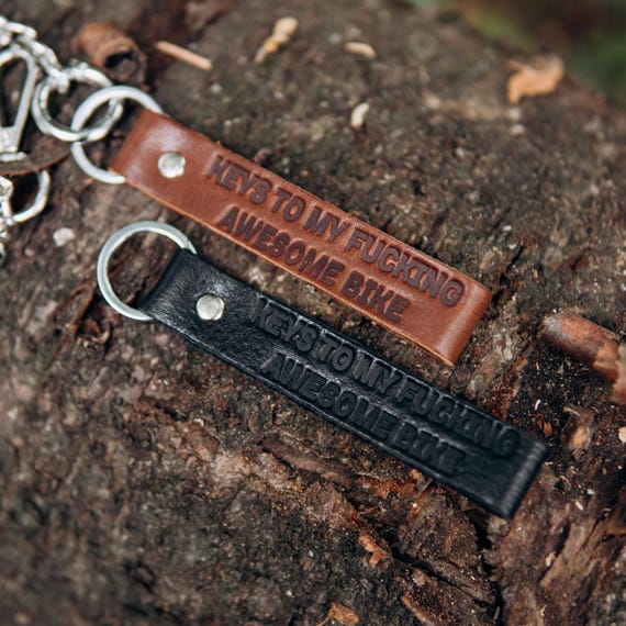 Funny Leather Keychain With Stainless Steel Chain – Personalized