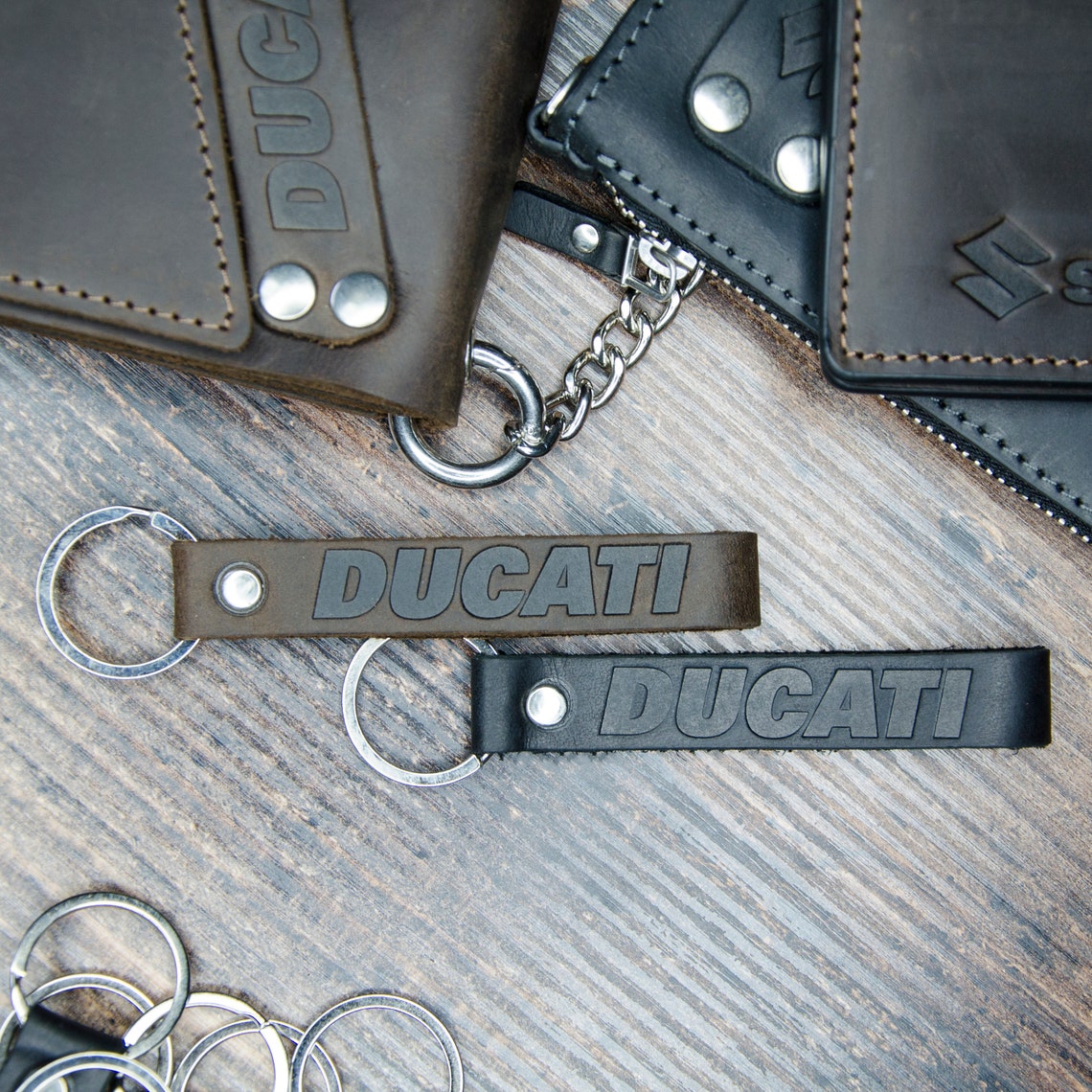 Leather motorcycle keychain Keychain leather motorcycle Etsy