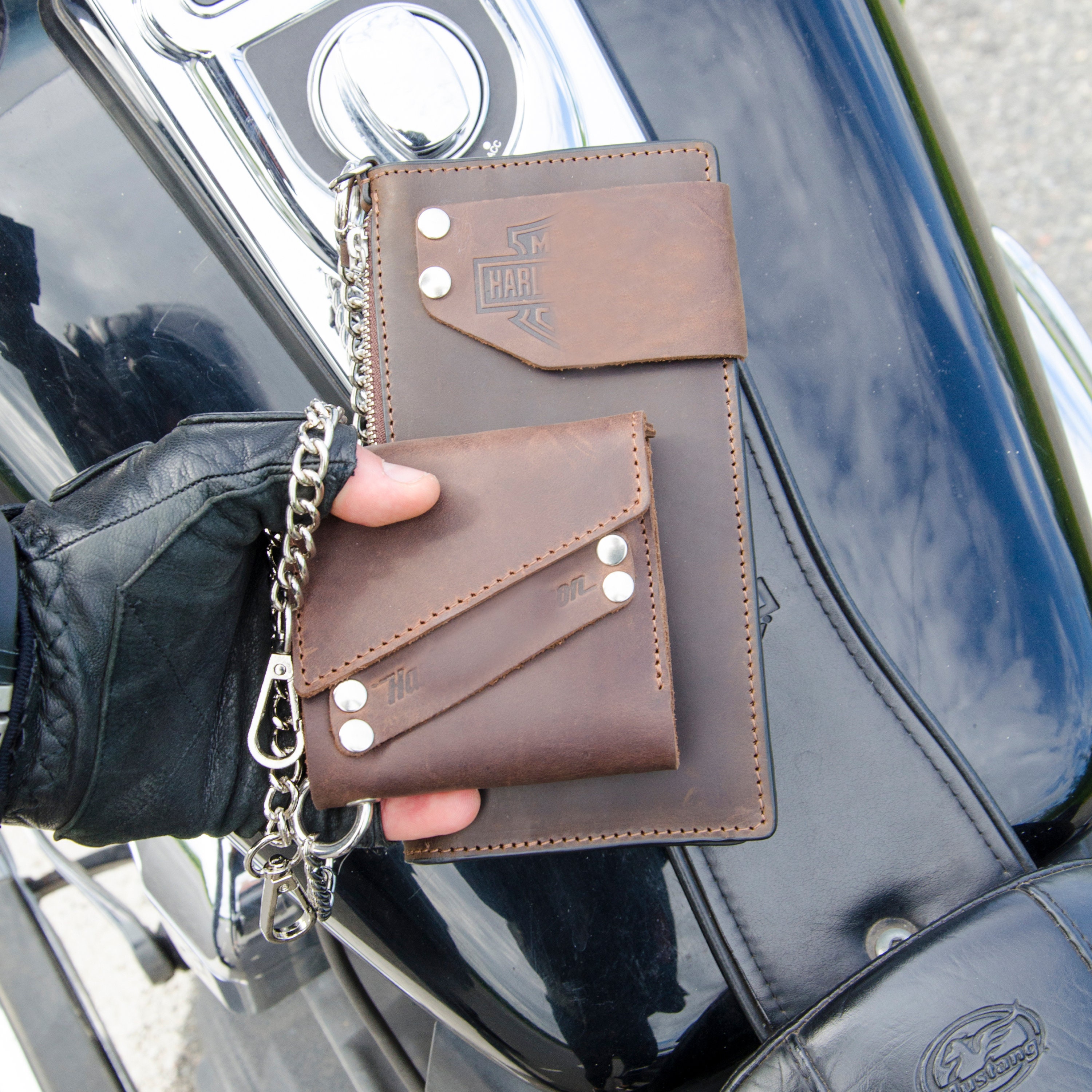 Live To Ride Leather Biker Style Wallet Bags & Purses Wallets & Money Clips Chain Wallets 