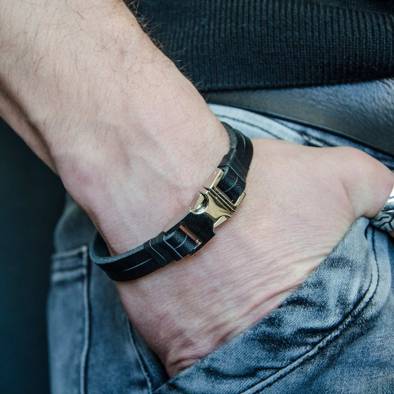 Personalized leather bracelet leather motorcycle bracelet Etsy