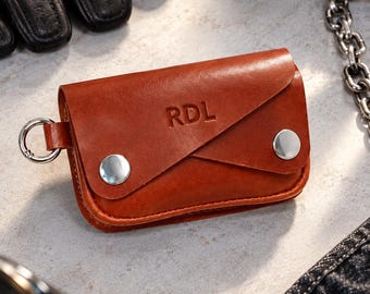 Leather Belt Wallet for Men, Compact Vintage Waist Pouch, Genuine Leather Everyday Carry Case