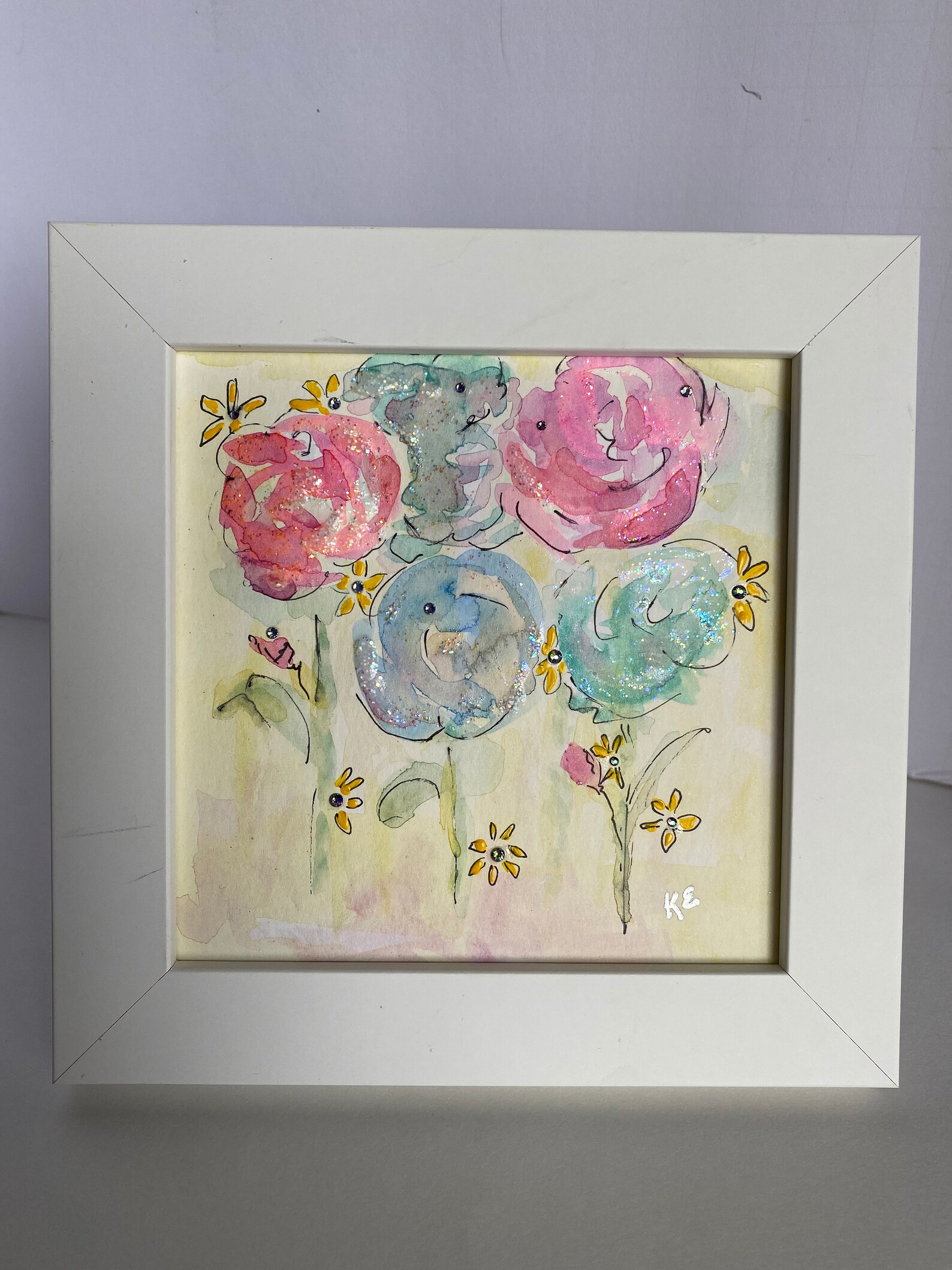 Whimsical Floral Floral Art Framed Flower Art Watercolor Etsy