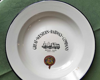 Vintage plate - enamelled metal, Great Western Railway company decoration