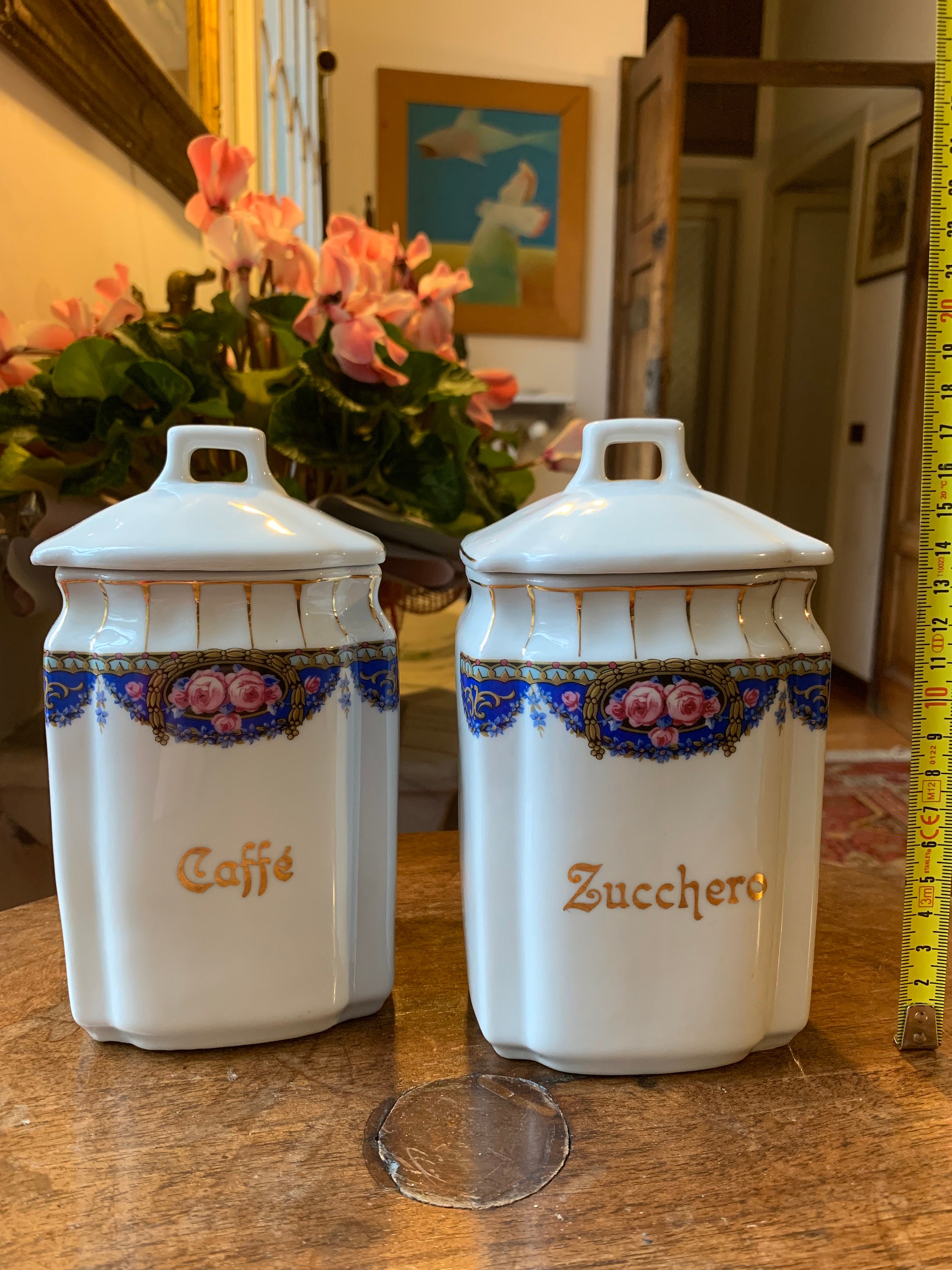 Vintage Signed Giorgi Italy Milk Glass Canister Set Zucchero Sale Caffe  Farina