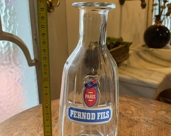 Art Deco glass bottle liqueur red blue logo Pernod Fils, 1930's