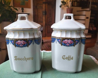 Coffee and sugar jars  italian porcelain - vintage