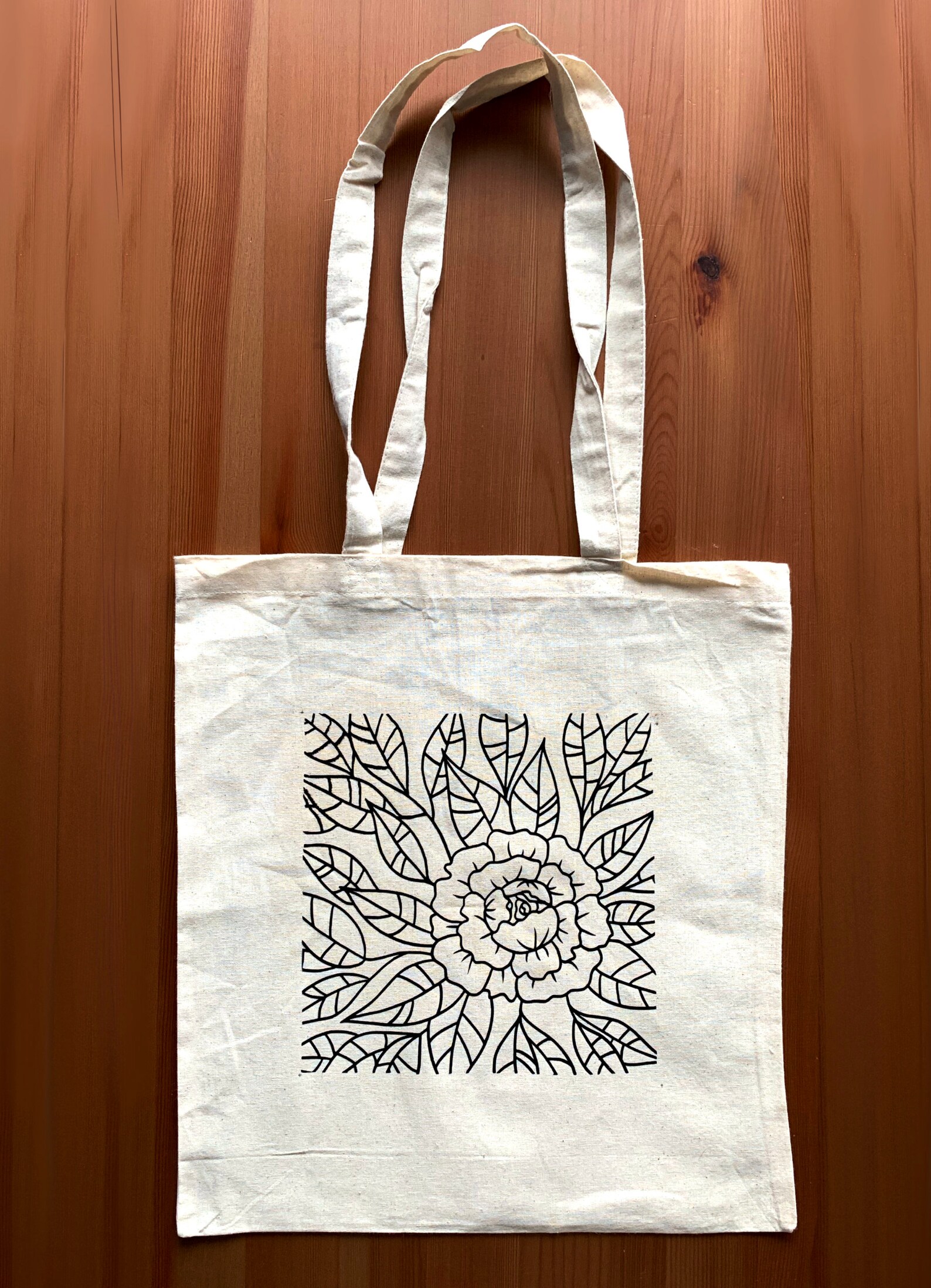 Tote Bag Fleurs et Feuilles | Etsy