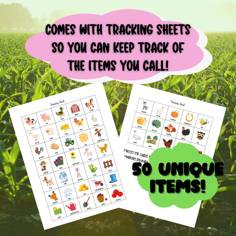 Barnyard Bingo Printable Game Instant Download Children's Party Game ...