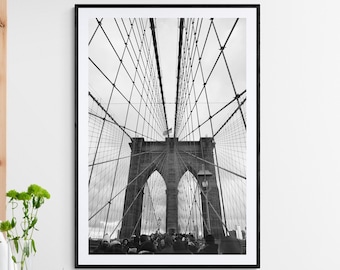 Brooklyn Bridge Poster schwarz weiß | NYC Wandkunst | New York City Fotografie Poster