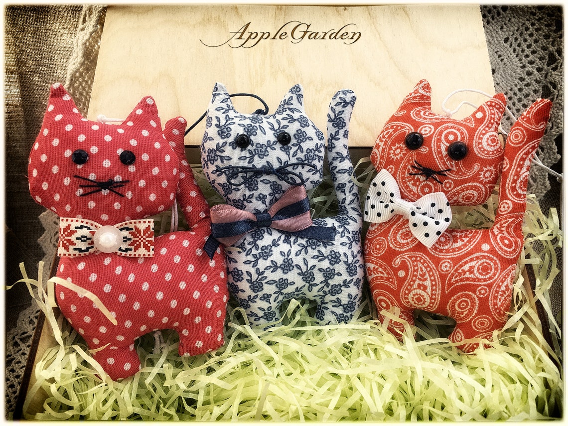 FABRIC CAT ORNAMENTInterior Ecofriendly Handmade ToysFabric Etsy