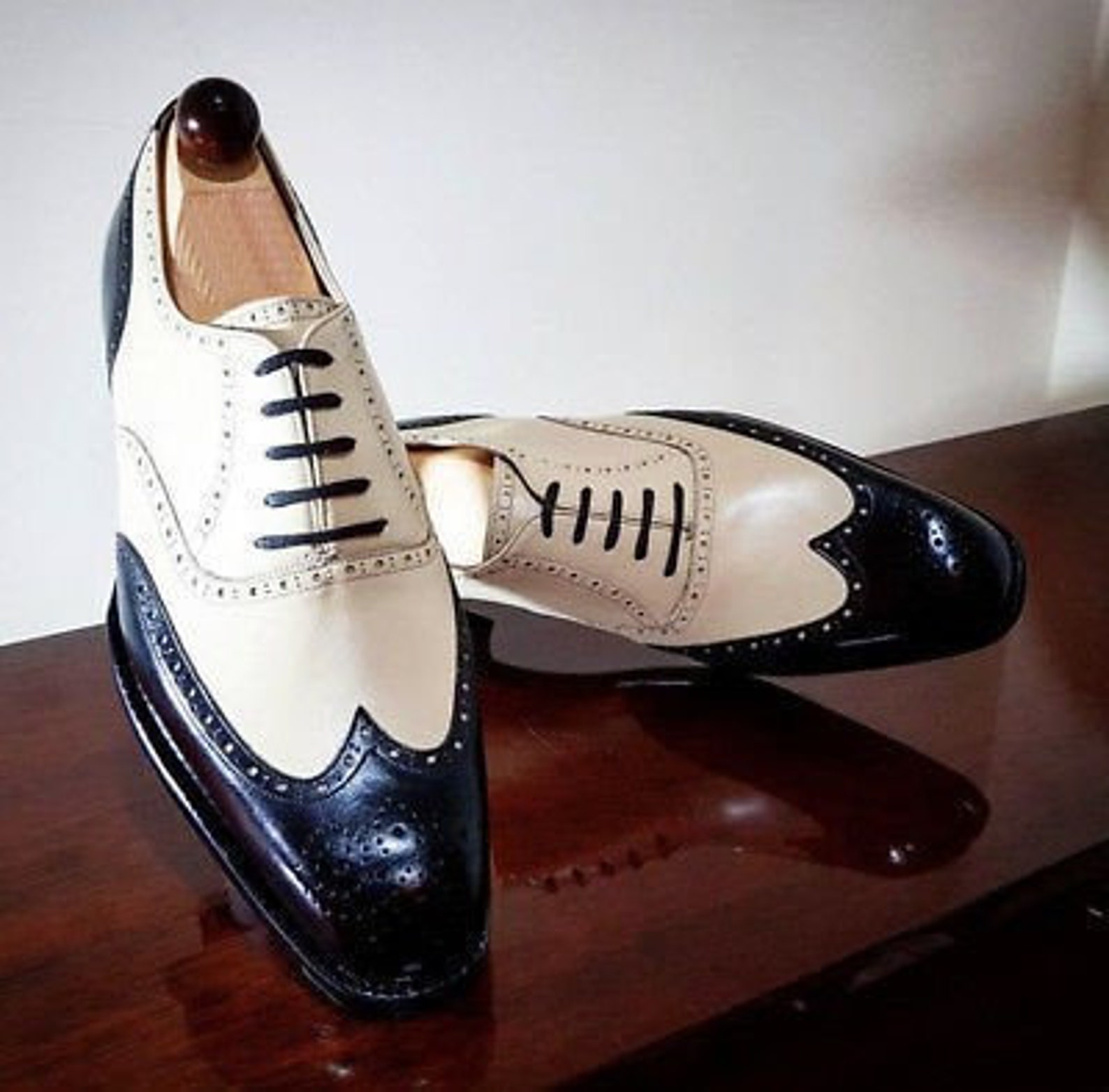 Oxford Wingtip Spectator Shoes for Men Luxury Party Wear Etsy