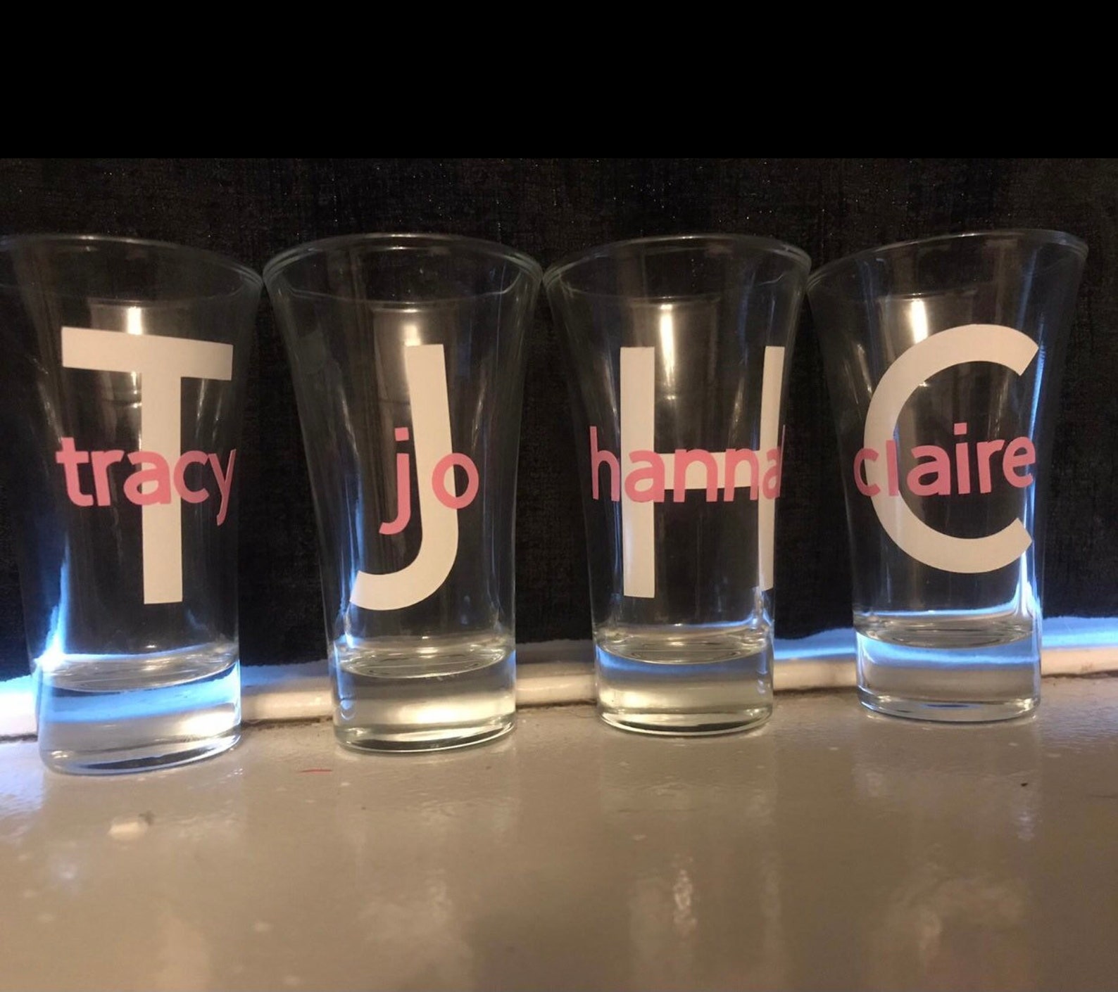 Two personalised shot glasses bar drink celebration Mrs Etsy