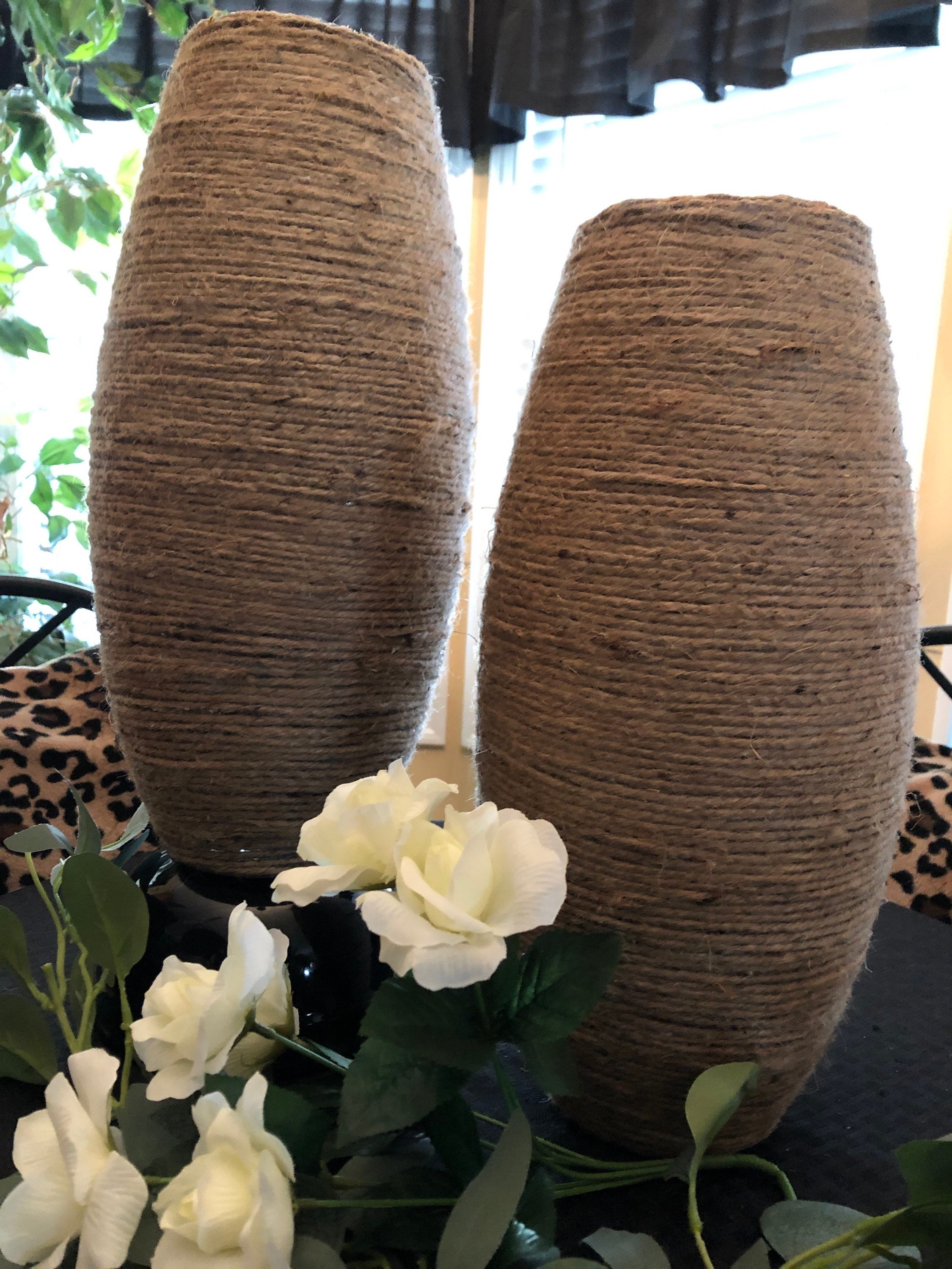 Vases Set of Two. Jutewrapped Glass. Etsy