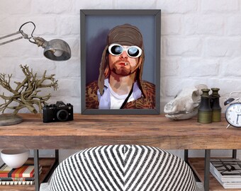 Kurt Cobain Digital Download Print Nirvana Wall Art Rock Band Artwork ...