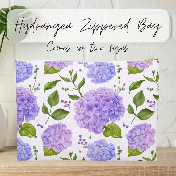 Hydrangea Floral Zipper Bag-travel Pouch-makeup Bag-cute Organizer  Pouch-gift Pouch Teacher Organizer-pencil Case-office Supplies Organizer 