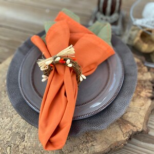 Mini Wreath Napkin Ring. Wreath With Orange and Beige Accents Napkin Rings, set of 8.