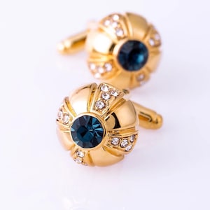 Blue Crystal Cufflinks For Mens Fashion Brand Cufflink High Quality