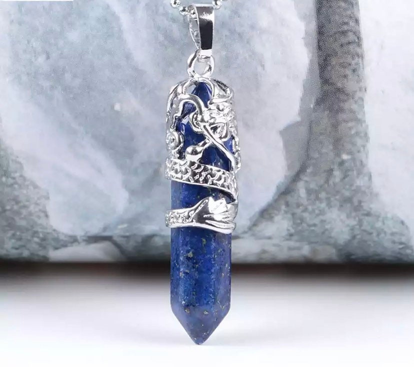 Lapis Lazuli Crystal Pendant Necklace Polished Lapis Lazuli Stone