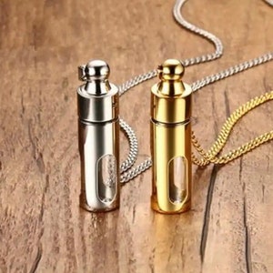 MUERDOU Collana Porta Ceneri A Cilindro - Gioiello Memoriale In Acciaio Inox Con Zirconi - Regalo Commemorativo - 3