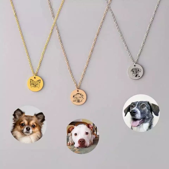 Buy Personalised Pet Portrait Gold Name Necklace Personalized Pet