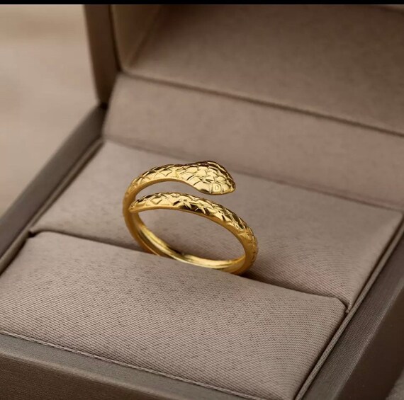 Snake Ring Gold Plated Serpent Ring Snake Serpent Band Dainty Open