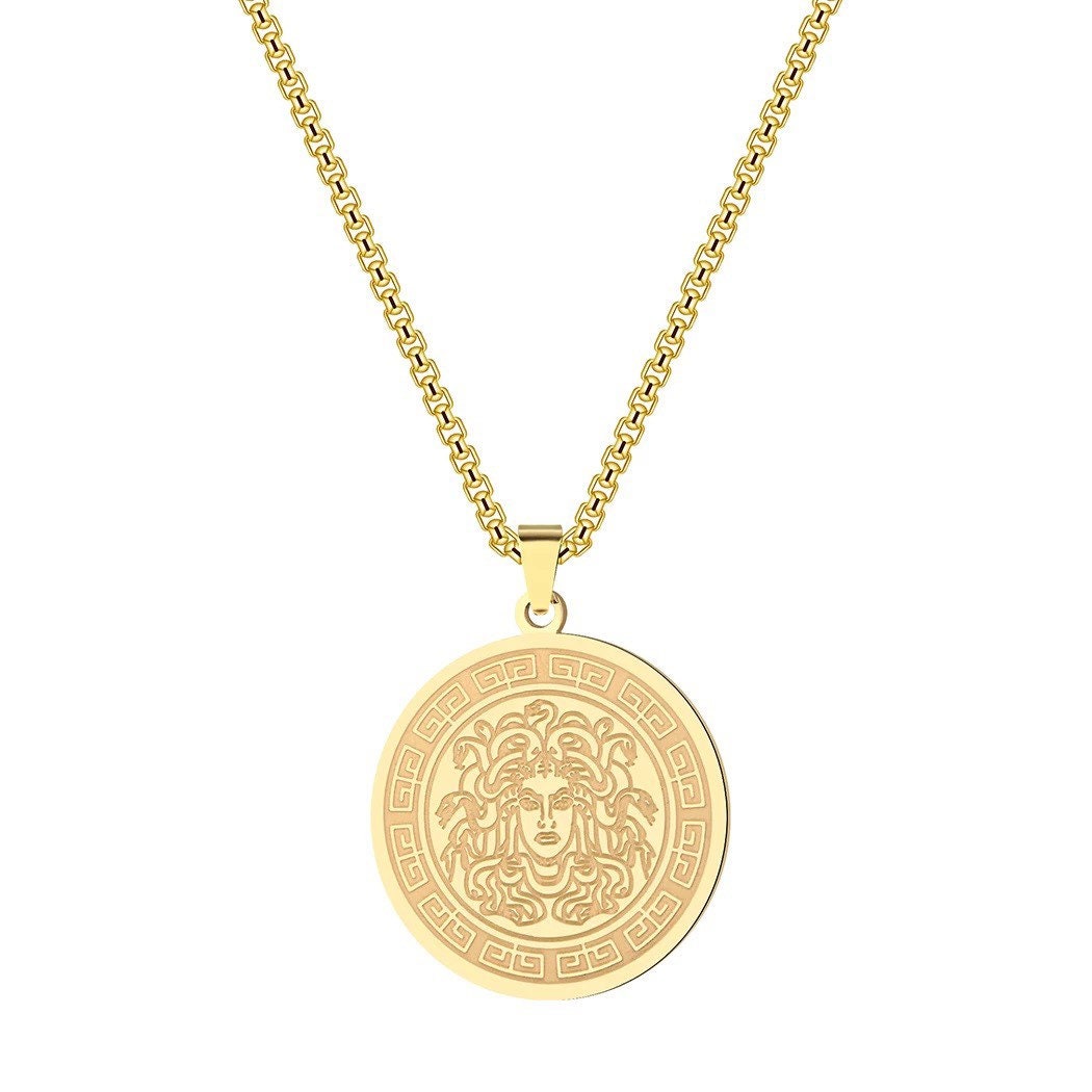 Gold Medusa Pendant 18K Gold Medusa Necklace Mens - Etsy UK