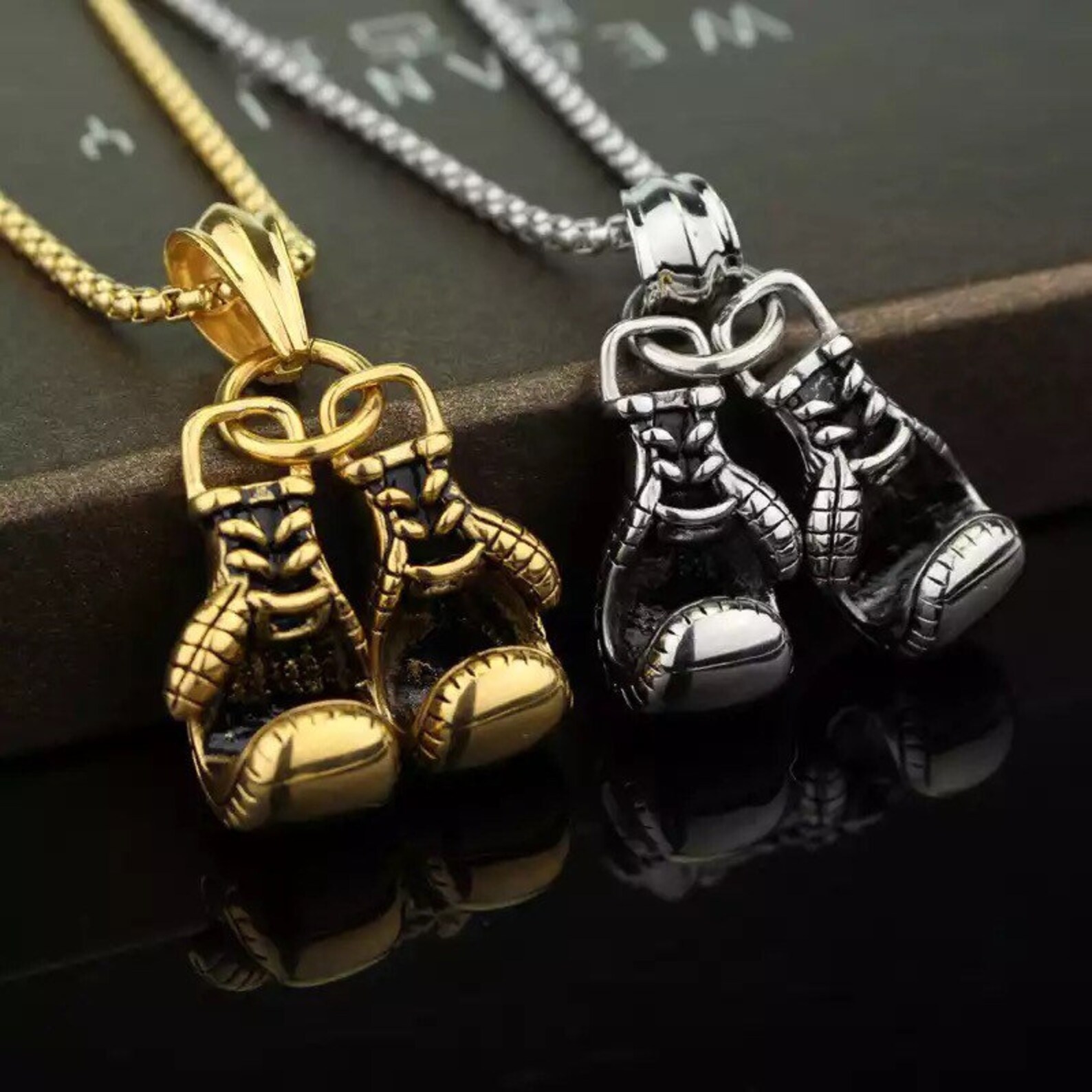 Gold Boxing Gloves Necklace Golden Pair of Boxing Gloves Etsy