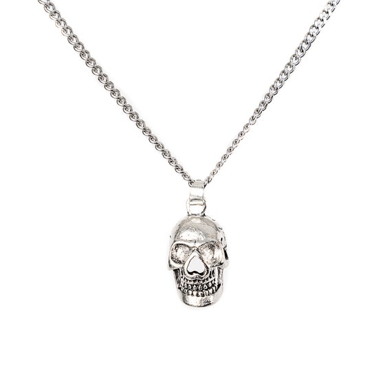 Silber Totenkopf Kette Herren Anhänger Kette Edelstahl Anhänger Anhänger  Halskette Totenkopf Anhänger Geschenke für Ihn - .de