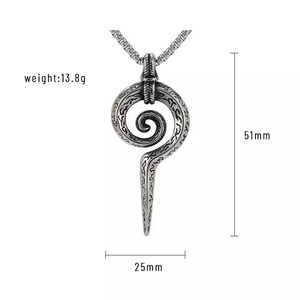 Tioneer Stainless Steel Mayan Sun God Rune Engraved Small Medallion Circle Charm Pendant Necklace