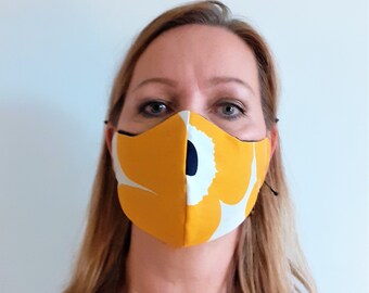Marimekko Face Mask, 100%cotton, Filter insert, Elastic, Washable,Stylish Face mask, Stay Safe Mask, Made in Finland