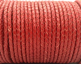 6mm Red Cherry Braided Leather Cord for DIY Crafts, and Jewelry. Leather rope for bracelets.